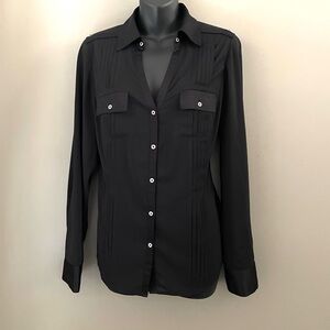 White House Black Market Black Button Down Shirt